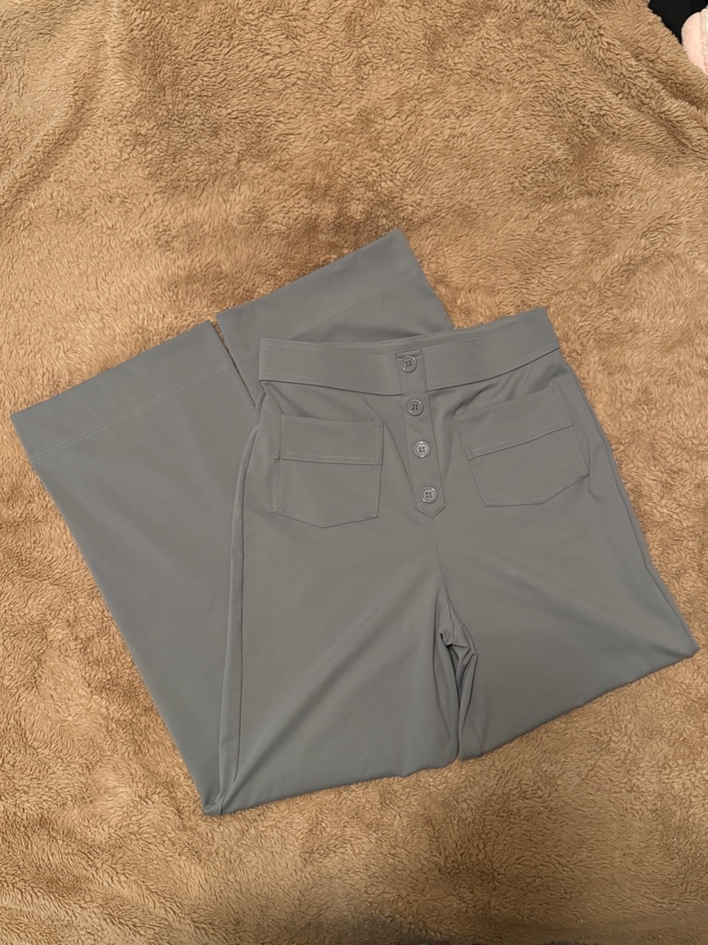 HALARA Slate Gray Wide-Leg Button-Front Pants